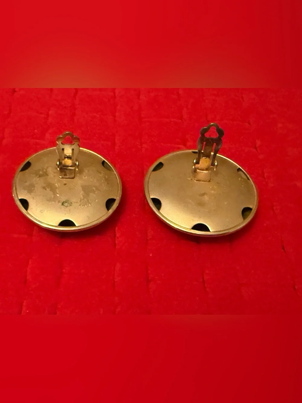 Vintage Matte Statement Gold-Tone Round Dome Clip-On Earrings